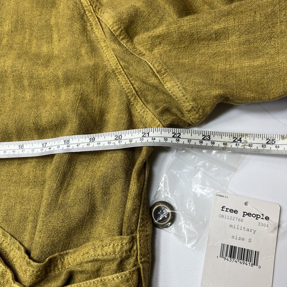 Free People Jade Safari Bomber Jacket Embroidered Gold Brown Linen S Grunge - Picture 11 of 14